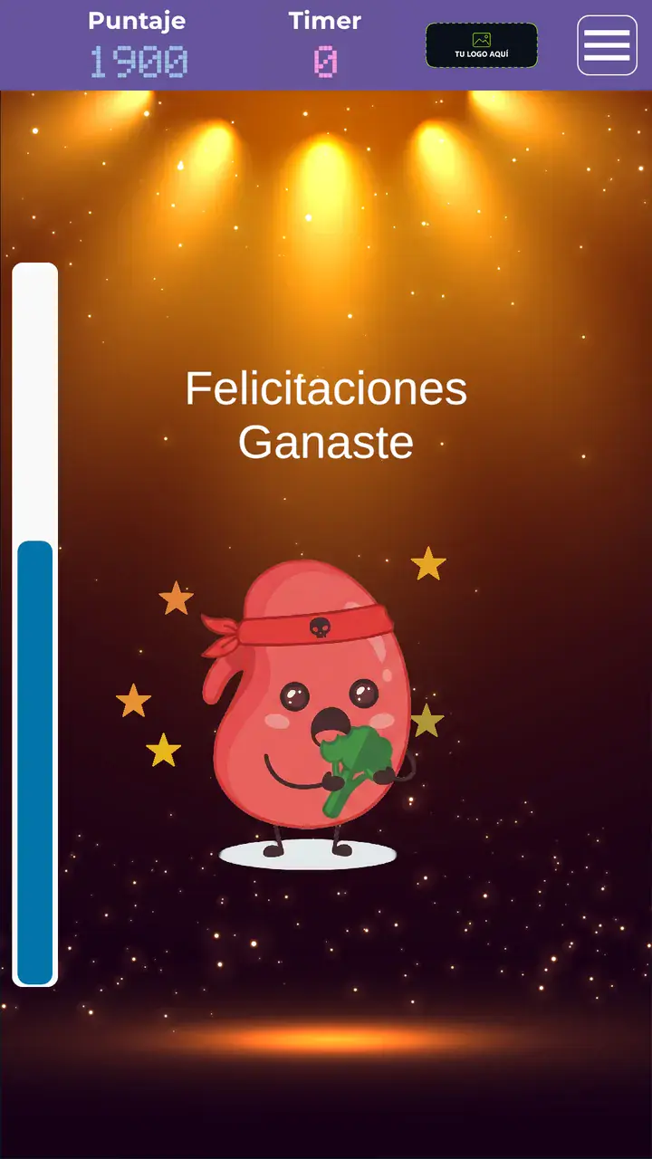 Pantalla de victoria del juego de reflejos