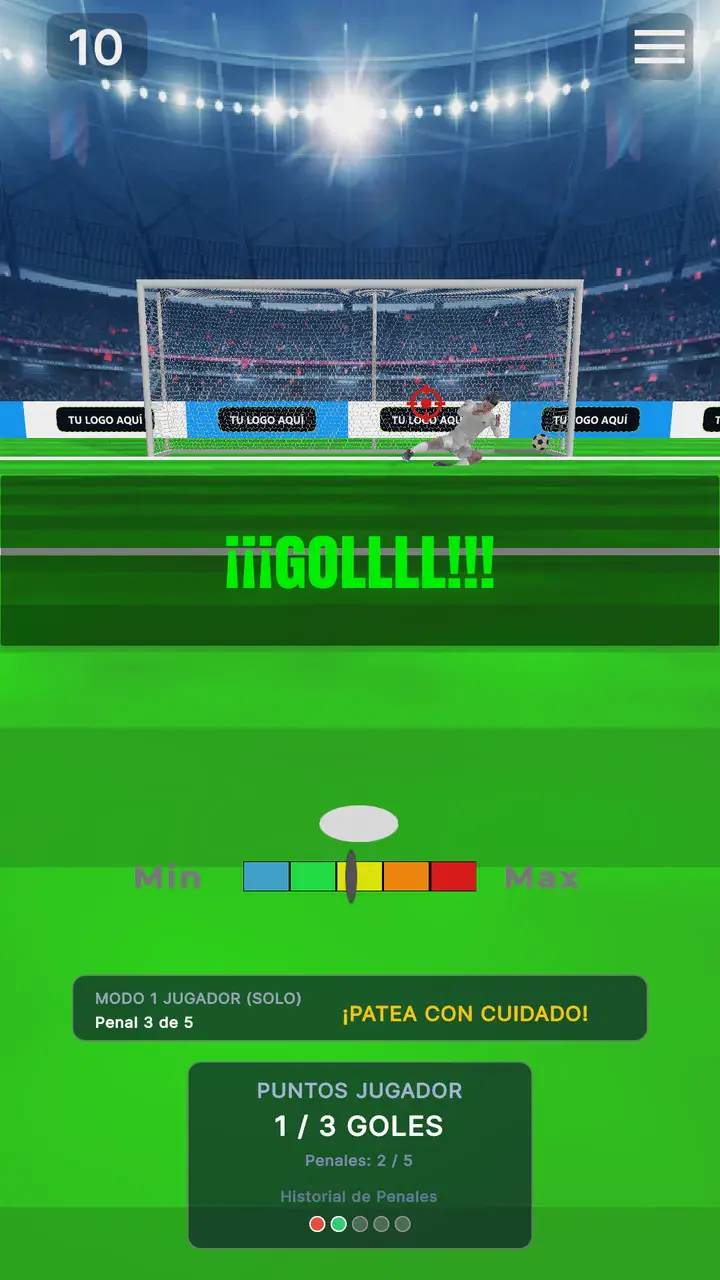 Penales: gol anotado y marcador de la partida