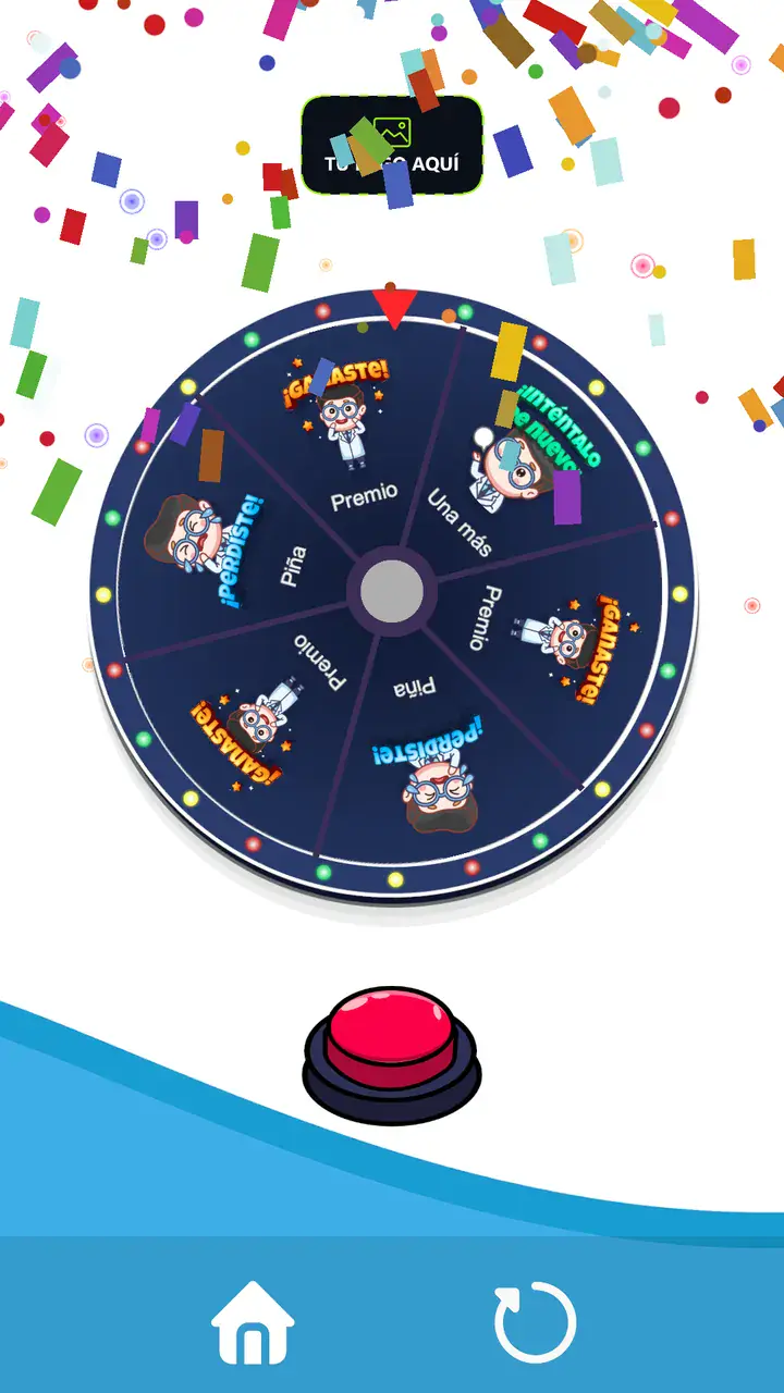 Ruleta Digital con el resultado ganador y confeti