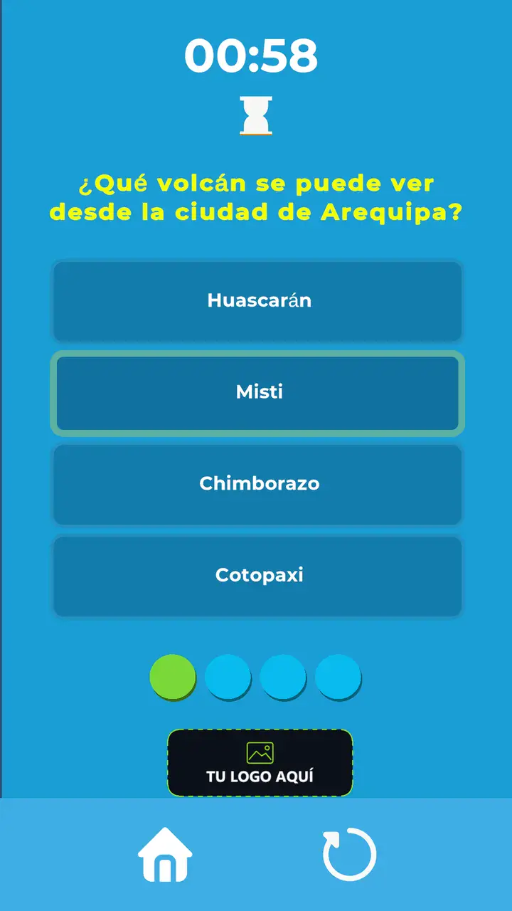 Trivia Interactiva con una pregunta, cuatro opciones y la respuesta correcta resaltada